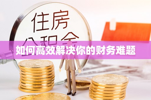 协助如何高效解决你的财务难题