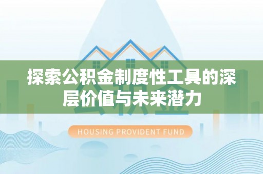 协助探索公积金制度性工具的深层价值与未来潜力