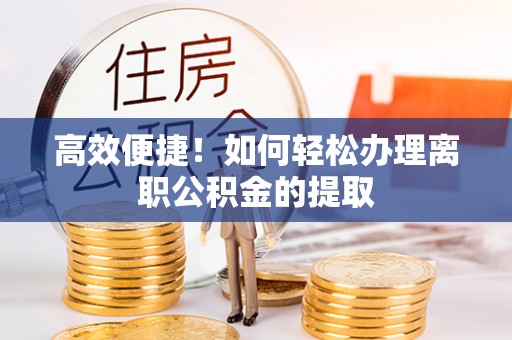 协助高效便捷！如何轻松办理离职公积金的提取